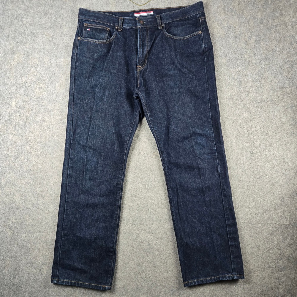 Tommy Hilfiger Jeans Mens 36x30 Blue Relaxed Fit Denim Dark Wash Classic 90s